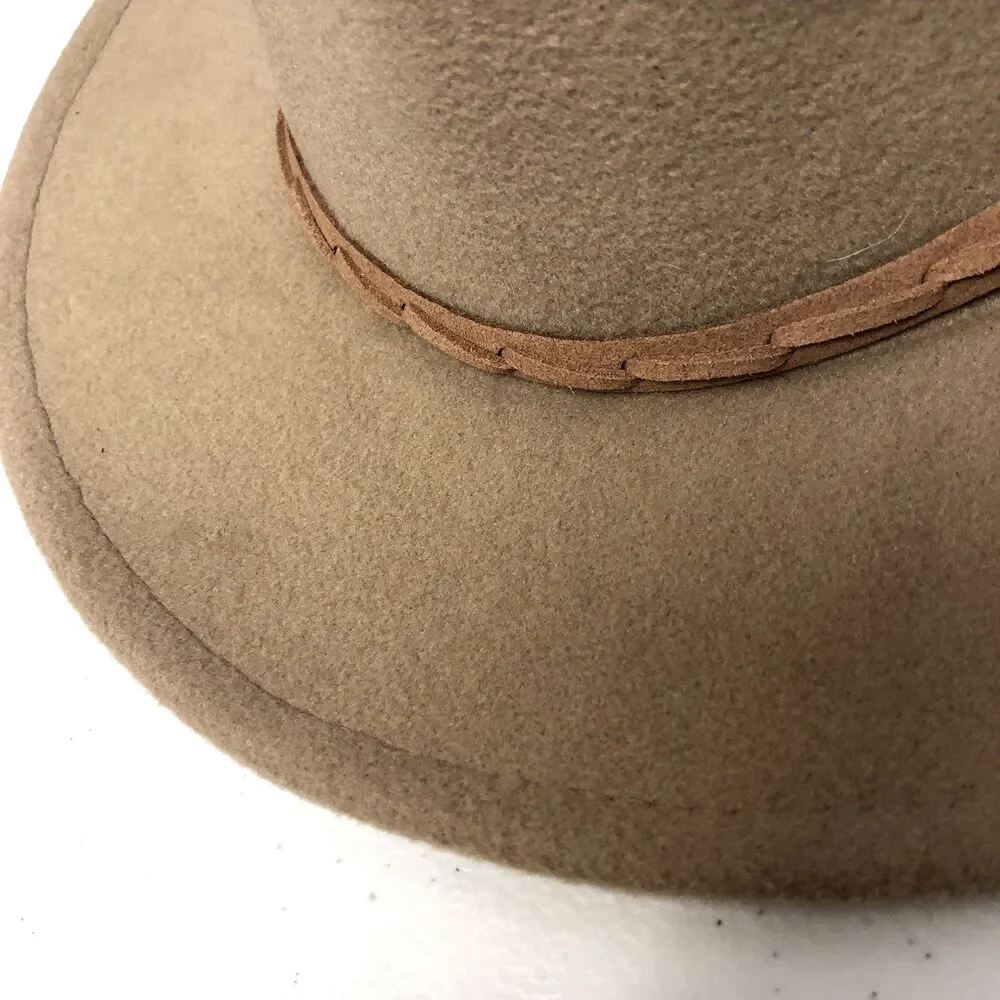 Fedora Hat Womens One Size OS Tan Felt Time And Tru 2.5